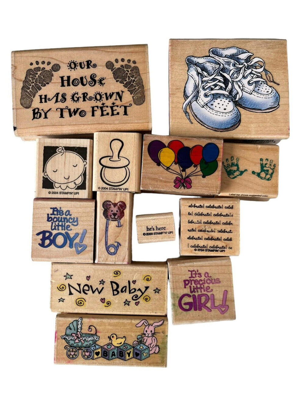 Rubber Stamps Craft 13 Pcs Baby Theme and Misc all beige